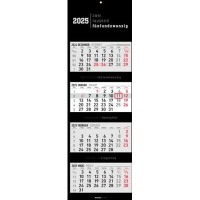 Alpha 4-Monatskalender Black 2025 Bürokalender, 33x20cm(33x100cm geöffnet), Kalender mit Jahresübersicht, Datumsschieber, faltbar, 4 Monate auf einen Blick und internationales Kalendarium Alpha 4-Monatskalender Black 2025 Bürokalender, 33x20cm(33x100cm geöffnet), Kalender mit Jahresübersicht, Datumsschieber, faltbar, 4 Monate auf einen Blick und internationales Kalendarium