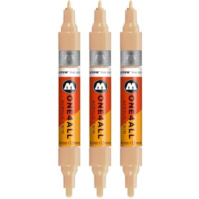 Molotow One4All Acrylic Twin Marker (1,5 und 4,0 mm Strichstärke, hochdeckend und permanent, schnell trocknend, nachfüllbar, für fast alle Untergründe) 3 Stück Farbe 259 sand Molotow One4All Acrylic Twin Marker (1,5 und 4,0 mm Strichstärke, hochdeckend und permanent, schnell trocknend, nachfüllbar, für fast alle Untergründe) 3 Stück Farbe 259 sand