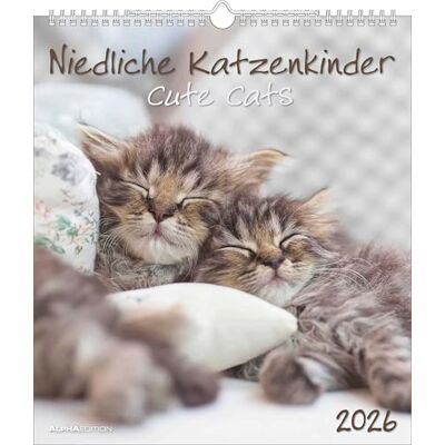 Alpha Niedliche Katzenkinder 2026 – Wandkalender 30×34 cm mit 12 Katzenbaby-Motiven & Monatsübersicht, dekorativer Tierkalender & Geschenk für Katzenliebhaber: Cute Cats Alpha Niedliche Katzenkinder 2026 – Wandkalender 30×34 cm mit 12 Katzenbaby-Motiven & Monatsübersicht, dekorativer Tierkalender & Geschenk für Katzenliebhaber: Cute Cats