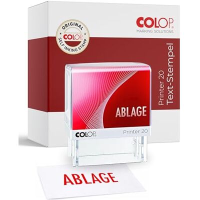 COLOP Printer 20 I ABLAGE Stempel I selbstfärbender Bürostempel I Abdruck 14 x 38 mm I langlebiger Textstempel mit integriertem Farbkissen rot I ideal für Bürobedarf COLOP Printer 20 I ABLAGE Stempel I selbstfärbender Bürostempel I Abdruck 14 x 38 mm I langlebiger Textstempel mit integriertem Farbkissen rot I ideal für Bürobedarf