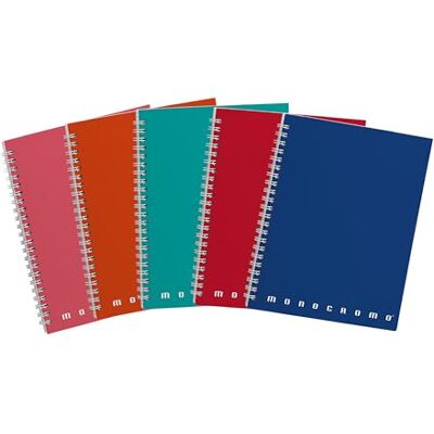 Pigna Maxi Spiral Notizbücher Einfarbig, innen 1R, liniert, ohne Löcher, mit Mikroperforation, 80 g Papier, Format A4 22X29,7 cm. 5 Pigna Maxi Spiral Notizbücher Einfarbig, innen 1R, liniert, ohne Löcher, mit Mikroperforation, 80 g Papier, Format A4 22X29,7 cm. 5