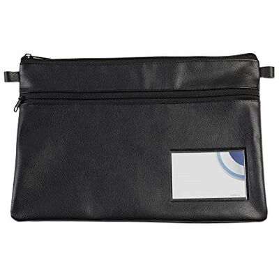 effektivo Banktasche Geldtasche A5 schwarz mit 2 Reißverschluss-Fächern Sichtfenster für Visitenkarten, 30 x 20 cm, 11098 effektivo Banktasche Geldtasche A5 schwarz mit 2 Reißverschluss-Fächern Sichtfenster für Visitenkarten, 30 x 20 cm, 11098