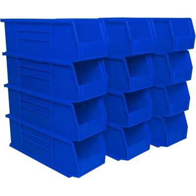 Akro-Mils 30234 AkroBins Plastic Storage Bins, Space-Saving Stackable Bins for Garage, Pantry, Craft Organization, 37,5 cm x 14 cm x 12,7 cm, Blau, 12er-Pack Akro-Mils 30234 AkroBins Plastic Storage Bins, Space-Saving Stackable Bins for Garage, Pantry, Craft Organization, 37,5 cm x 14 cm x 12,7 cm, Blau, 12er-Pack