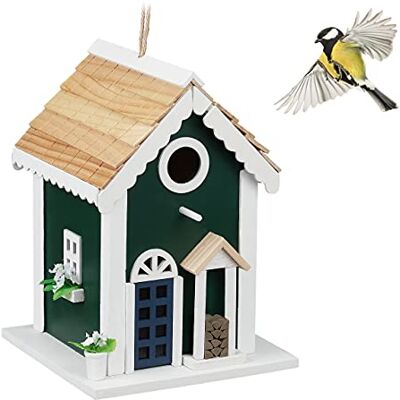 Relaxdays Vogelhaus, Nistkasten für Wildvögel, zum Aufhängen, HBT 25,5 x 18,5 x 18,5 cm, Vogelvilla aus Holz, Mehrfarbig Relaxdays Vogelhaus, Nistkasten für Wildvögel, zum Aufhängen, HBT 25,5 x 18,5 x 18,5 cm, Vogelvilla aus Holz, Mehrfarbig