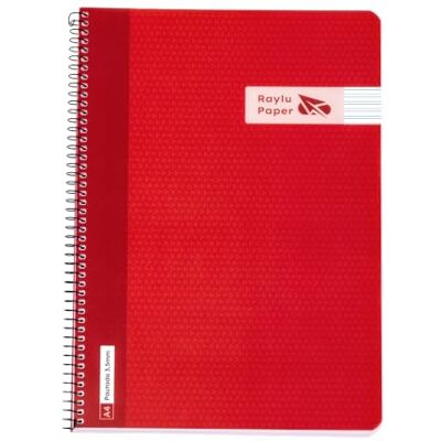RAYLU PAPER Packung mit A4-Notizbüchern mit Spiralbindung und stabilem Deckel aus Polypropylen, 80 Blatt, 90 g, Notizbuch in lebendigen Farben für Unterlagen, Studium, Büro und Universität (Rot RAYLU PAPER Packung mit A4-Notizbüchern mit Spiralbindung und stabilem Deckel aus Polypropylen, 80 Blatt, 90 g, Notizbuch in lebendigen Farben für Unterlagen, Studium, Büro und Universität (Rot