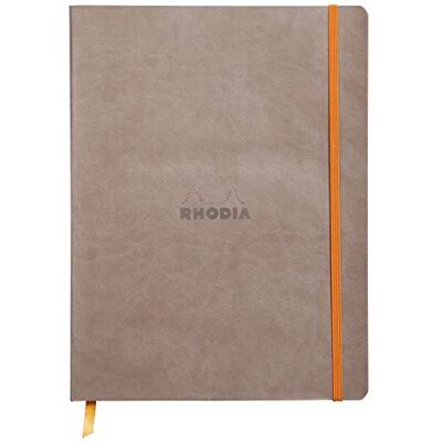 Rhodia 117554C Notizheft rama mit weichem Umschlag, dot grid, 80 Blatt, 90 g elfenbeinfarbenes Papier, 190 x 250 mm, Lesezeichen, Innentasche,1 Stück,maulwurfsgrau Rhodia 117554C Notizheft rama mit weichem Umschlag, dot grid, 80 Blatt, 90 g elfenbeinfarbenes Papier, 190 x 250 mm, Lesezeichen, Innentasche,1 Stück,maulwurfsgrau