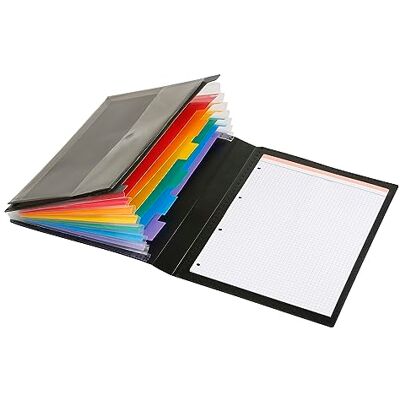 Viquel Fächermappe mit 6 Positionen, A4, Rainbow Classs, 6 Fächer, mit Blockhalter und Aufbewahrungstasche, 32 x 24,5 x 3 cm, Schwarz Viquel Fächermappe mit 6 Positionen, A4, Rainbow Classs, 6 Fächer, mit Blockhalter und Aufbewahrungstasche, 32 x 24,5 x 3 cm, Schwarz