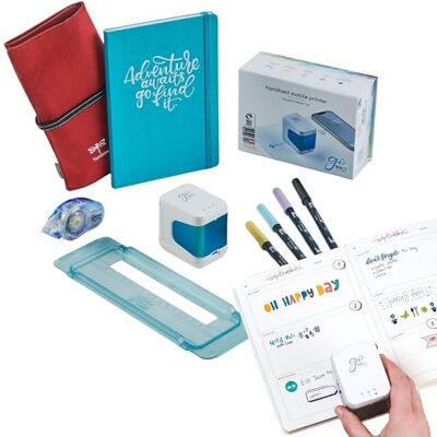 COLOP e-Mark go Bullet Journal Set Mobiler Mini-Drucker inkl. Zubehör 4 Tombow ABT Dual Brush Pens, Travel Journal, Lineal, Kleberoller & Rollcase Kreatives Planner & DIY Kit COLOP e-Mark go Bullet Journal Set Mobiler Mini-Drucker inkl. Zubehör 4 Tombow ABT Dual Brush Pens, Travel Journal, Lineal, Kleberoller & Rollcase Kreatives Planner & DIY Kit