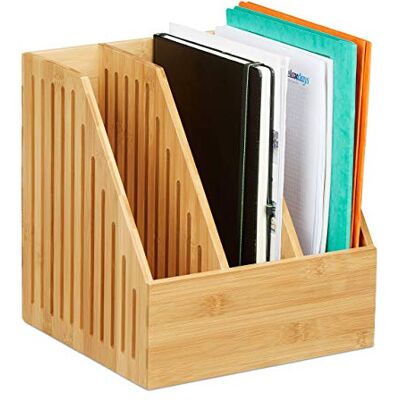 Relaxdays Stehsammler Bambus, 3 Fächer, DIN A4, Büro & Schreibtisch, natur Zeitschriftensammler, HBT: 30 x 28 x 26,5 cm Relaxdays Stehsammler Bambus, 3 Fächer, DIN A4, Büro & Schreibtisch, natur Zeitschriftensammler, HBT: 30 x 28 x 26,5 cm