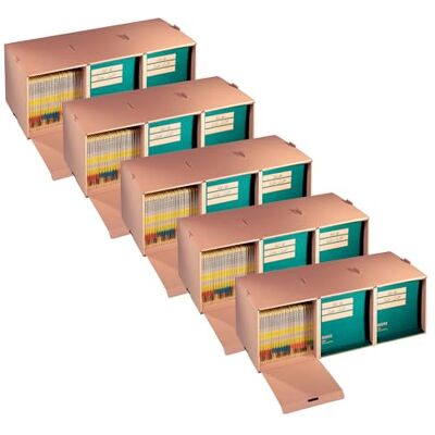 Leitz Premium Mappen- und Hefter-Depot, Aufbewahrungskiste mit 3 Fächern für Mappen und Hefter, Aufbewahrungsbox, Faltbare Kisten zur Aufbewahrung, 100 % recycelbar, 5 Stück, Braun, 60800000 Leitz Premium Mappen- und Hefter-Depot, Aufbewahrungskiste mit 3 Fächern für Mappen und Hefter, Aufbewahrungsbox, Faltbare Kisten zur Aufbewahrung, 100 % recycelbar, 5 Stück, Braun, 60800000