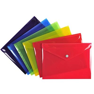 Exacompta Ref. 34440E – Karton mit 30 Dokumententaschen mit Druckknopfverschluss mit Klappe – aus glattem Polypropylen – Maße: 23 x 17 cm – Format zum Abheften, A5, 6 verschiedene Farben Exacompta Ref. 34440E – Karton mit 30 Dokumententaschen mit Druckknopfverschluss mit Klappe – aus glattem Polypropylen – Maße: 23 x 17 cm – Format zum Abheften, A5, 6 verschiedene Farben