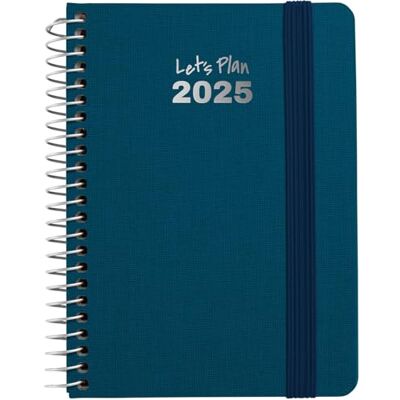 Grafoplás Jahresplaner 2025, A6, Petroleumblau, Spanisch, Spiralbindung, fester Einband, elastischer Verschluss, von Januar bis Dezember, inklusive Aufkleber, Modell Fancy, FSC-zertifiziert Grafoplás Jahresplaner 2025, A6, Petroleumblau, Spanisch, Spiralbindung, fester Einband, elastischer Verschluss, von Januar bis Dezember, inklusive Aufkleber, Modell Fancy, FSC-zertifiziert