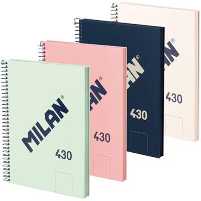 MILAN ® Packung mit 4 Notizbüchern, A5, Spiralbindung, Hardcover, 80 weiße Seiten, 95 g/m², Kollektion 430 since 1918 MILAN ® Packung mit 4 Notizbüchern, A5, Spiralbindung, Hardcover, 80 weiße Seiten, 95 g/m², Kollektion 430 since 1918