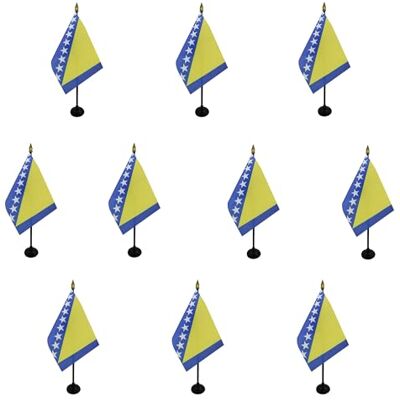 AZ FLAG 10er-Set Tischflaggen Bosnien und Herzegowina 15x10 cm Für innen Bosnische Tischflagge Босна и Херцеговина genähte Ausführung mit verstärkten Kanten 100D Polyester AZ FLAG 10er-Set Tischflaggen Bosnien und Herzegowina 15x10 cm Für innen Bosnische Tischflagge Босна и Херцеговина genähte Ausführung mit verstärkten Kanten 100D Polyester
