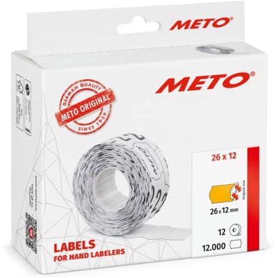 Meto Etiketten für Handauszeichner (26x12 mm, 1-zeilig, 12.000 Stück, fluor orange, permanent haftend, für , Hutner, Avery, Contact, Sato, Tovel etc.) Meto Etiketten für Handauszeichner (26x12 mm, 1-zeilig, 12.000 Stück, fluor orange, permanent haftend, für , Hutner, Avery, Contact, Sato, Tovel etc.)