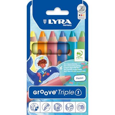 LYRA L3831065 Groove Triple 1, Kartonetui mit 6 Farbstiften in Pastellfarben, Sortiert, Mehrfarbig LYRA L3831065 Groove Triple 1, Kartonetui mit 6 Farbstiften in Pastellfarben, Sortiert, Mehrfarbig