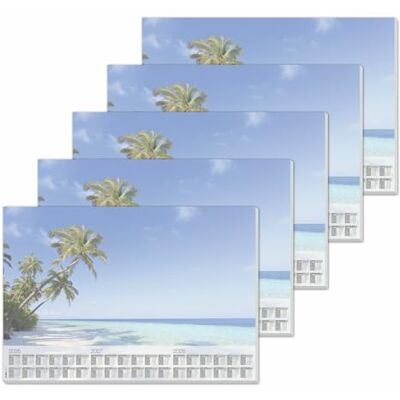 Sigel H6470/5 Papier-Schreibtischunterlage DIN A2, Kalender 2026 2028, 30 Blatt, 5 Stück, Palmenmotiv, Schreibunterlage aus nachhaltigem Papier Sigel H6470/5 Papier-Schreibtischunterlage DIN A2, Kalender 2026 2028, 30 Blatt, 5 Stück, Palmenmotiv, Schreibunterlage aus nachhaltigem Papier
