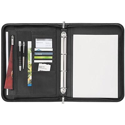 WEDO 586001 Konferenzmappe Accento DIN A4 aus Kunstleder, Reißverschluss, mehrere Fächer innen & Außen Gummizugschlaufen, 4-Ring-Mechanik inklusiv Schreibblock, Schwarz WEDO 586001 Konferenzmappe Accento DIN A4 aus Kunstleder, Reißverschluss, mehrere Fächer innen & Außen Gummizugschlaufen, 4-Ring-Mechanik inklusiv Schreibblock, Schwarz