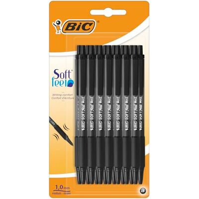 BIC Soft Feel Click Grip Kugelschreiber, 1,0 mm Druckspitze, Soft-Touch-Gummigriff, Schwarz, 15 Stück BIC Soft Feel Click Grip Kugelschreiber, 1,0 mm Druckspitze, Soft-Touch-Gummigriff, Schwarz, 15 Stück