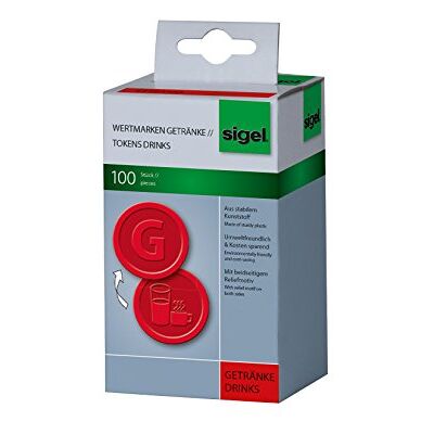 Sigel Wertmarken Getränke rot 100 Stück 25 mm Kunststoff Sigel Wertmarken Getränke rot 100 Stück 25 mm Kunststoff