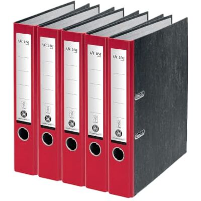 Leitz VON 5er Pack Ordner A4, 100 % Recyclingkarton, 50 mm Rückenbreite, Für 350 Blatt, Marmoriert, Blauer Engel & FSC-zertifiziert, Für Schule, Studium & Haushalt, Rot, 10541025 Leitz VON 5er Pack Ordner A4, 100 % Recyclingkarton, 50 mm Rückenbreite, Für 350 Blatt, Marmoriert, Blauer Engel & FSC-zertifiziert, Für Schule, Studium & Haushalt, Rot, 10541025