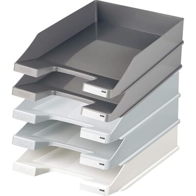 HAN Briefablage Klassik, 10 STÜCK Schreibtisch Organizer, Bürobedarf, Ablagefächer, Büromaterial, Briefkorb, Dokumentenablage, bis Format A4/C4, (Grautöne II, 10er Pack) HAN Briefablage Klassik, 10 STÜCK Schreibtisch Organizer, Bürobedarf, Ablagefächer, Büromaterial, Briefkorb, Dokumentenablage, bis Format A4/C4, (Grautöne II, 10er Pack)