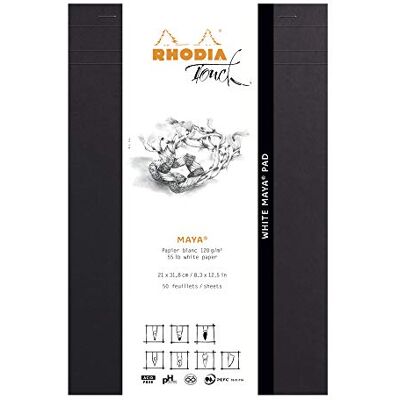 Rhodia 116104C Touch White Maya Pad A4+ 50 Blatt blanko Schwarz Rhodia 116104C Touch White Maya Pad A4+ 50 Blatt blanko Schwarz