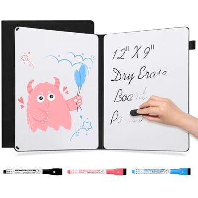 AGM A4 Mini Whiteboard, Kleines Whiteboard, tragbare Schreibtafel mit 3 Farbstiften, Radiergummi und Netztasche für Büro, Arbeitszimmer, Klassenzimmer und Zuhause – Schwarz AGM A4 Mini Whiteboard, Kleines Whiteboard, tragbare Schreibtafel mit 3 Farbstiften, Radiergummi und Netztasche für Büro, Arbeitszimmer, Klassenzimmer und Zuhause – Schwarz