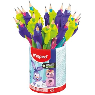Maped 22 Graphit-Bleistifte HB + Fingerführungen Hase und Chamäleon Kidy Learn – Radiergummiaufsatz – ideal zum Schreibenlernen – ab 3 Jahren Maped 22 Graphit-Bleistifte HB + Fingerführungen Hase und Chamäleon Kidy Learn – Radiergummiaufsatz – ideal zum Schreibenlernen – ab 3 Jahren