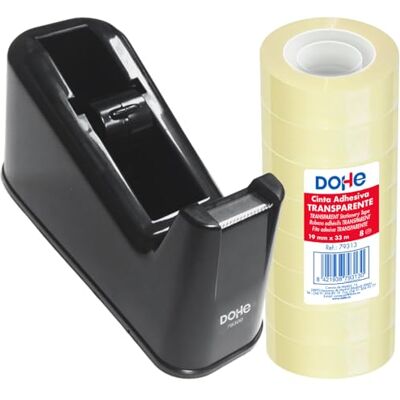 DOHE Klebebandabroller und 8 Bänder (19 mm x 33 m), robuste Materialien, leicht schneidbare Klinge, rutschfeste Unterseite, Bürobedarf, Schwarz DOHE Klebebandabroller und 8 Bänder (19 mm x 33 m), robuste Materialien, leicht schneidbare Klinge, rutschfeste Unterseite, Bürobedarf, Schwarz