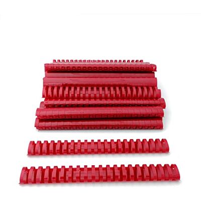 Alevar Rücken aus Kunststoff, Spiralbindung, 21 Ringe, Durchmesser 32 mm, Format A4, Fassungsvermögen 241-280 Blatt, Farbe Rot, 50 Stück Alevar Rücken aus Kunststoff, Spiralbindung, 21 Ringe, Durchmesser 32 mm, Format A4, Fassungsvermögen 241-280 Blatt, Farbe Rot, 50 Stück
