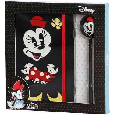 Disney Minnie Maus Face-Geschenkbox mit Tagebuch und Fashion Kugelschreiber, Schwarz, 22,4 x 23,2 cm Disney Minnie Maus Face-Geschenkbox mit Tagebuch und Fashion Kugelschreiber, Schwarz, 22,4 x 23,2 cm