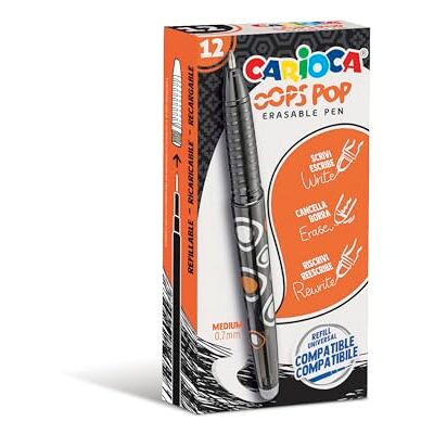 CARIOCA Gelroller Oops Pop, Medium, uitwisbaar, doos van 12 stuks, zwart CARIOCA Gelroller Oops Pop, Medium, uitwisbaar, doos van 12 stuks, zwart