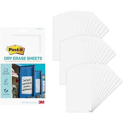 Post-it Trocken abwischbare Blätter, 30 Blatt/Packung, Instant Whiteboard, 17,8 x 28,7 cm (DEFSheets-30PK) Post-it Trocken abwischbare Blätter, 30 Blatt/Packung, Instant Whiteboard, 17,8 x 28,7 cm (DEFSheets-30PK)