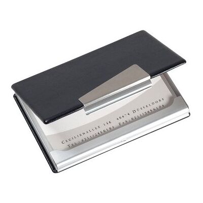 Sigel VZ131 Visitenkarten-Etui silber/schwarz, Alu/Lederoptik Sigel VZ131 Visitenkarten-Etui silber/schwarz, Alu/Lederoptik