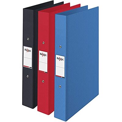 Rexel Choices Ringbuch, A4, 25 mm, Schwarz, Rot, Blau, 3 Stück Rexel Choices Ringbuch, A4, 25 mm, Schwarz, Rot, Blau, 3 Stück