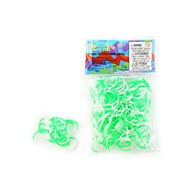 Rainbow Loom Haargummis, zweifarbig, Grün/Weiß Rainbow Loom Haargummis, zweifarbig, Grün/Weiß
