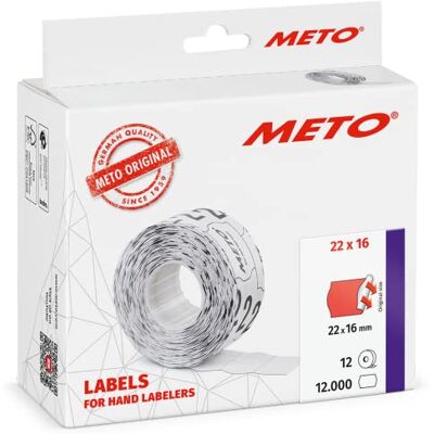 Meto Etiketten für Handauszeichner (22x16 mm, 2-zeilig, 12.000 Stück, fluor rot, permanent haftend, für , Contact, Sato, Avery, Tovel, Samark etc.) Meto Etiketten für Handauszeichner (22x16 mm, 2-zeilig, 12.000 Stück, fluor rot, permanent haftend, für , Contact, Sato, Avery, Tovel, Samark etc.)