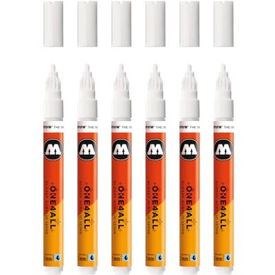 Molotow One4All 127HS Acryl Marker 6 Stück, Farbe 251 glossy white Molotow One4All 127HS Acryl Marker 6 Stück, Farbe 251 glossy white
