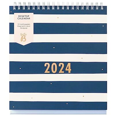 Busy B Tischkalender von Januar bis Dezember 2024 Marineblau Streifen Schreibtischplaner mit Steckfächern und integriertem Ständer. Perfekt für Büro- und Schreibtischorganisation, Klein Busy B Tischkalender von Januar bis Dezember 2024 Marineblau Streifen Schreibtischplaner mit Steckfächern und integriertem Ständer. Perfekt für Büro- und Schreibtischorganisation, Klein