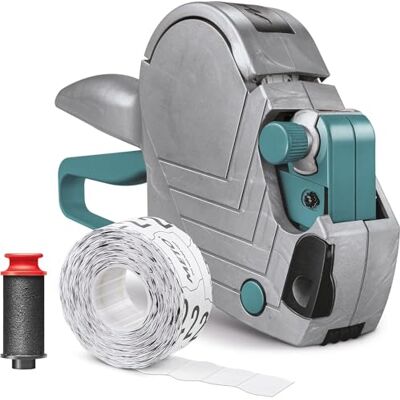 Meto Original Basic S Preisauszeichner Set Preis (1-zeilig, 6-stellig für 22 x 12 mm Etiketten, sofort einsatzbereit), 1x Handauszeichner, Silber-Teal Meto Original Basic S Preisauszeichner Set Preis (1-zeilig, 6-stellig für 22 x 12 mm Etiketten, sofort einsatzbereit), 1x Handauszeichner, Silber-Teal