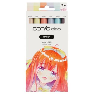Copic Ciao Manga-Set Hana, 6 Stk. Marker Set mit 5 sanften Pastelltönen Erwecke deine Manga Geschichten + Charaktere zum Leben Inkl. 1 Multiliner gratis Copic Ciao Manga-Set Hana, 6 Stk. Marker Set mit 5 sanften Pastelltönen Erwecke deine Manga Geschichten + Charaktere zum Leben Inkl. 1 Multiliner gratis