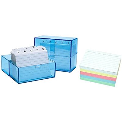 WEDO 2508303 Karteibox DIN A7 quer (aus Kunststoff inklusive 100 Karteikarten, 150 Karten) weiß/liniert/transparentblau (DIN A7, inklusive 300 Karten) WEDO 2508303 Karteibox DIN A7 quer (aus Kunststoff inklusive 100 Karteikarten, 150 Karten) weiß/liniert/transparentblau (DIN A7, inklusive 300 Karten)
