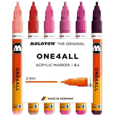 Molotow One4All 127HS Acryl Marker Pink Set, 6 Stück sortiert Molotow One4All 127HS Acryl Marker Pink Set, 6 Stück sortiert