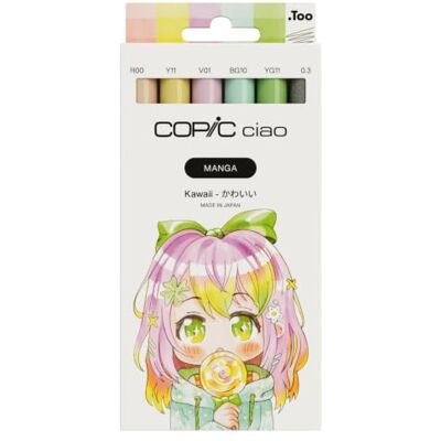 Copic Ciao Manga-Set Kawaii, 6 Stk. Marker Set mit 5 verspielten Tönen Erwecke deine Manga Geschichten + Charaktere zum Leben Inkl. 1 Multiliner gratis Copic Ciao Manga-Set Kawaii, 6 Stk. Marker Set mit 5 verspielten Tönen Erwecke deine Manga Geschichten + Charaktere zum Leben Inkl. 1 Multiliner gratis