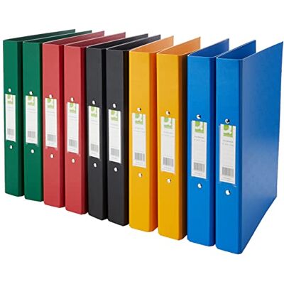 Q-Connect A4 2-Ringordner, Polypropylen, farblich sortiert, 10 Stück Q-Connect A4 2-Ringordner, Polypropylen, farblich sortiert, 10 Stück
