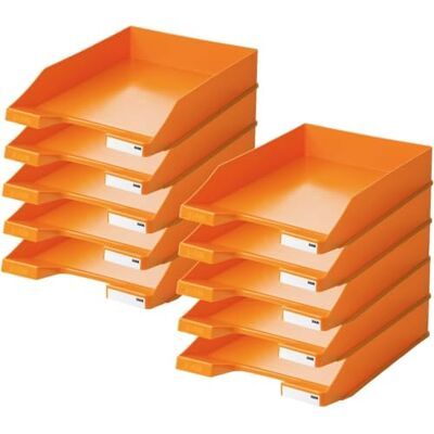 HAN 1027 Briefablage Klassik, Schreibtisch Organizer, Bürobedarf, Ablagefächer, Büromaterial, Briefkorb, Dokumentenablage, bis Format A4/C4 (Klassisch, Orange, 10 Briefablagen) HAN 1027 Briefablage Klassik, Schreibtisch Organizer, Bürobedarf, Ablagefächer, Büromaterial, Briefkorb, Dokumentenablage, bis Format A4/C4 (Klassisch, Orange, 10 Briefablagen)