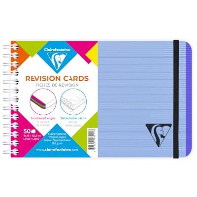 Clairefontaine 328011C Spiralheft Linicolor FRESH, DIN A6 14,8x10,2 cm, 50 Karteikarten liniert, 5 Farbstreifen, Einband aus gerilltem Polypropylen, Blau Clairefontaine 328011C Spiralheft Linicolor FRESH, DIN A6 14,8x10,2 cm, 50 Karteikarten liniert, 5 Farbstreifen, Einband aus gerilltem Polypropylen, Blau