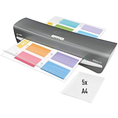 Leitz iLAM Office A3 Laminiergerät, ultraschnelle Aufwärmzeit von 1 Min, für 75-125 mic Folien, Eingabehilfen-LEDs & LED-Status, Anti-Stau, Auto-Abschaltung, inkl 5 Laminierfolien, Grau/Weiß, 72530084 Leitz iLAM Office A3 Laminiergerät, ultraschnelle Aufwärmzeit von 1 Min, für 75-125 mic Folien, Eingabehilfen-LEDs & LED-Status, Anti-Stau, Auto-Abschaltung, inkl 5 Laminierfolien, Grau/Weiß, 72530084