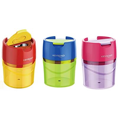 KEYROAD Ergonomischer Doppel-Anspitzer ROBBY Mit / 12 Stück/Kunststoff/von Bleistiften und Buntstiften/Mischfarben/Sharpener Spitzer KEYROAD Ergonomischer Doppel-Anspitzer ROBBY Mit / 12 Stück/Kunststoff/von Bleistiften und Buntstiften/Mischfarben/Sharpener Spitzer